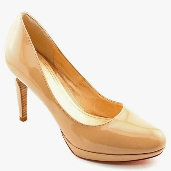 BNIB!! Cole Haan Women's Chelsea High Pump: Sandstone Patent, Size 9.5B - Picture 2 of 13
